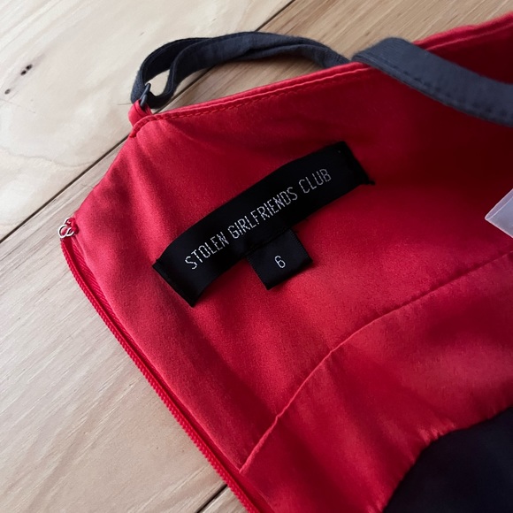 Stolen Girlfriends Club Asymmetrical Midi Dress Silk Bustier Faux Wrap Sleeveles - Picture 4 of 8